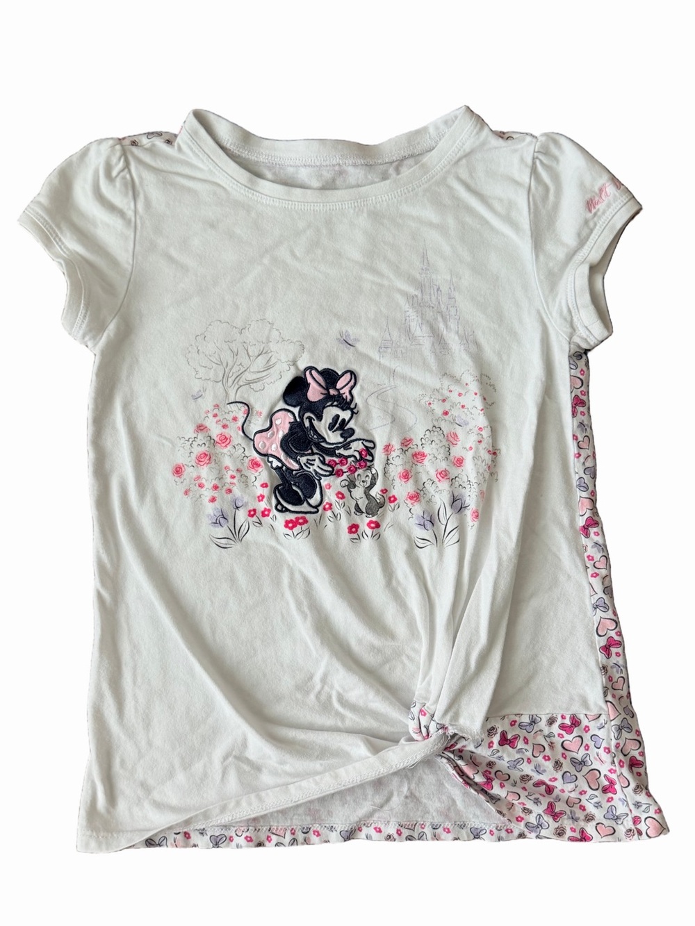 Disney Minnie Mouse Floral Butterfly embroidered Shirt Girls 5